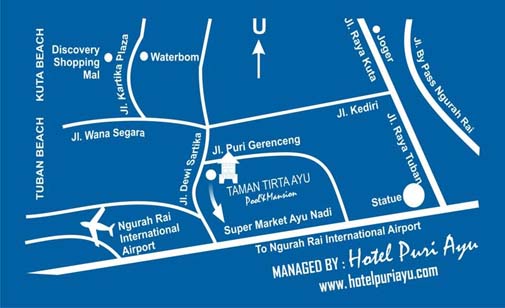 Map and Location Taman Tirta Ayu - Tuban Kuta Bali